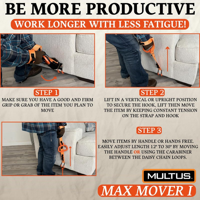 MULTUS Max Mover Panel Lift – Heavy Duty Plywood, Sheetrock & Drywall Carrier | Ergonomic Handle Strap System for Easier Lifting & Moving Panels - Image 5